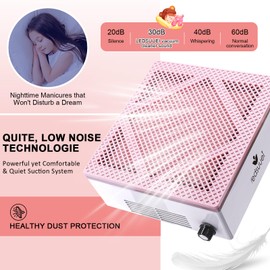 80W Nail Dust Collector LEDSUUEI: Super Powerful Dust Collector Nail Tech with Reusable Filter Adjustable Nail Vacuum Dust Collector Electric Dust Suction Machine for Acrylic Gel Nail Polishing