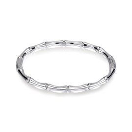 LEGENTLISUR Women's Stainless Steel Bracelets Steel Bead Bracelets Stainless Steel Classic Bracelets Open Clasp Bamboo Bracelets Suitable for Women's Jewelry Gifts(Steel Color)