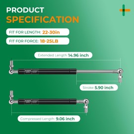 HUOPO 15 inch Gas Struts for Heavy Lid, 22.5lb/100N Lift Support Strut for RV Bed, Boat Hatch, Cabinet Door, Tool Box, Outdoor Window, Heavy Duty Shocks Spring with Mounting Brackets, 2 Pcs