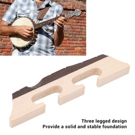 Gavigain 6 String Banjo Bridge, Maple Core, Ebony Top, Triple Foot Design, Universal Fit for Sound Improvement, Easy Installation