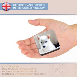 Destination Vinyl ltd Fridge Magnet - Cute White Husky Puppy Dog for Office, Cabinet and Whiteboard, Magnetic Stickers, 44817