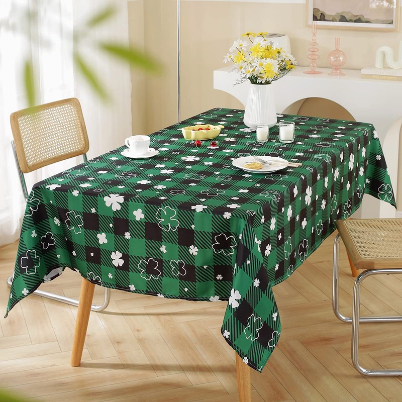 St.Patrick's Day Tablecloth Rectangle, Shamrock Clover Spring Table cloth with