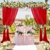 CHHEART Red Chiffon Backdrop Curtain, 2 Packs 28x120 Inches, 100%