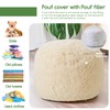 HIGOGOGO Round Stuffed Pouf Ottoman, Long Faux Fur Poufs with