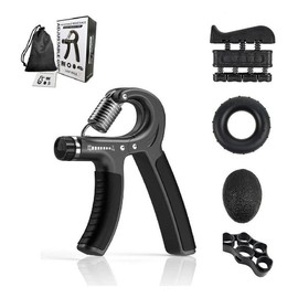 Grip Strength Trainer Resistance Hand Gripper Finger Exerciser Hand Extension Exerciser Stress Relief Ball and Forearm Workout Ring Fitness Equipment - Color: Black(5 Pack)