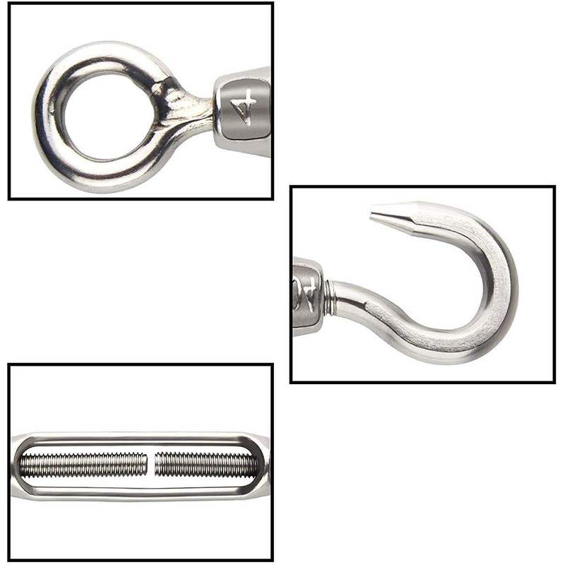 Trimming Shop Turnbuckle Wire Tensioner M12 Rope Strainer Stainless Steel