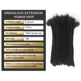 Aonkia 8 Inch Loc Extensions Human Hair,40strands 0.8cm Thickness 100% Real Human Hair Dreadlock Extensions for Men/Women Can Be Dyed Bleached Curled and Restyle Full Handmade Permanent Loc Extensions Bundles with Needle and Comb