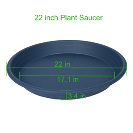 Grjoprt 2 Pack of 22 inch Plant Saucer, Large Plant Tray, Heavy Sturdy Plant Drainage Tray for Indoors, Bird Bath Bowls, Sturdy Plastic Pot Tray for Planter 20 21"(Blue)