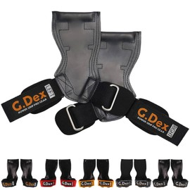 G.Dex Pro Power Grip for Weight Training, Gym Training, Unisex, Muscle Training, Rubber Grip, Wrist Support, Genuine Product (Black, Medium)