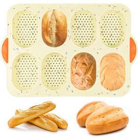 YZDZSW Brötchenbackform, Brötchen Backform, Brot Crisping Tray Brötchen Backform Silikon French Brotform Silikon Antihaft Backblech zum Brotbacken(Farbe)