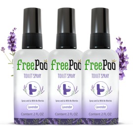 FreePoo - Pack of 3 Toilet Odorizer Lavender - Pre Poop Odor Blocker, Aromatic Bathroom Spray, Potty Deodorizer, Air Freshener - Natural Oils, Hygiene Kit Essential - 3 x 2.0 floz