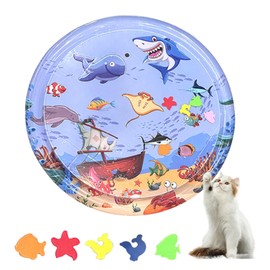 BSITSSS Wassermatte Katze Rund, Wasserspielmatte Katze Verdickte, Wassermatte für Katzen Rund Feel Cool Komfort, Water Sensor Play Mat Cat Aufblasbare