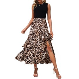 Dokotoo Summer Dresses for Women 2025 Elegant Classy Fall Floral Boho Cocktail Wedding Guest Dresses Womens Midi Dress Vacation Beach Outfits Formal Women's Dress Beige