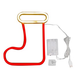 Christmas Neon Light LED Christmas Boot Neon Sign Light Battery Operated USB Charging Wall Decor Light for Party Decoration