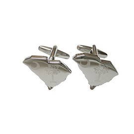 South Carolina State Map Shape and Flag Design Cufflinks
