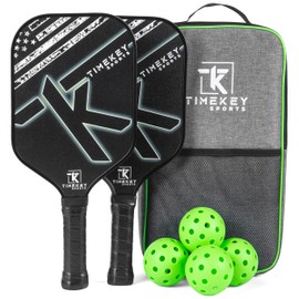 TimeKey Sports Pickleball Paddles Set with Reinforced Carbon Fiber Surface and Comfort Grip – Pickle Ball Rackets with T700 Raw Carbon Fiber & Honeycomb Polypropylene Core