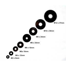 Black Nylon Penny Washers M5 x 15mm, 5.3mm Inner Diameter x 14.8mm Outer Diameter x 1.3mm Thick DIN9021 Pack of 10 (M5 x 15mm x 1.3mm thick)