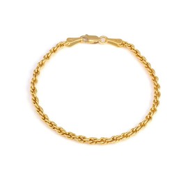 Waitsoul 18K Gold Bracelet for Men 3mm Diamond-Cut Rope Chain Bracelet for Women 8 Inch