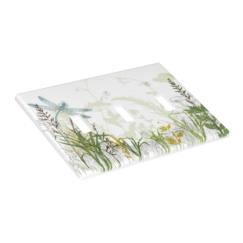 Wild Flower Dragonfly 3 Gang Toggle Light Switch Cover Plates