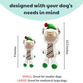 Huxley & Kent Slappies for Dogs | Peppermint Llama (Large) | Christmas Holiday Dog Toy | Squeak & Shake Dog Toy | No Stuff Tummy with Squeaky TPR Ball in Head | Simulates Hunting Nature for Dogs