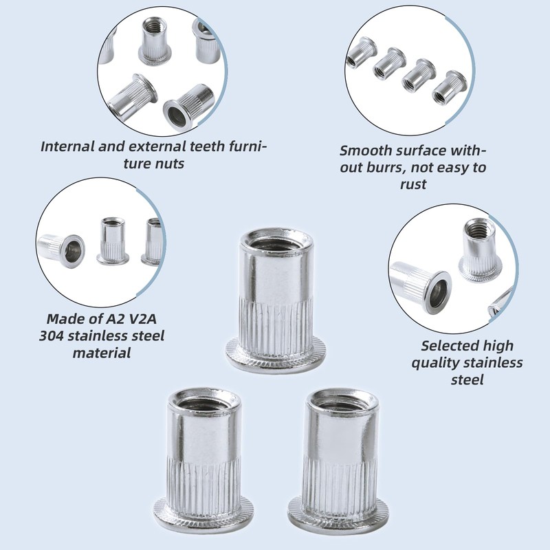 QANCEN 10 Pcs Rivet Nuts M12, Threaded Insert Nutserts, Stainless