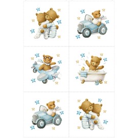 UNIQUE Baby Bear Fabric Panel Set (6 Panels, 12x12in Each), Quilting Panels, Baby Quilt Panels, Cotton Baby Panels, Blanket Panel, Cotton Fabric Panels for Quilting