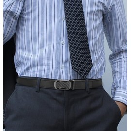 CHAOREN Men’s Automatic Leather Ratchet Belt without Holes, for Business Suit, 35 mm, Adjustable Size