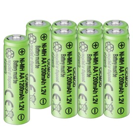 CICMOD AA Rechargeable Batteries 1.2V Ni-MH 1200mAh Double A Battery for Outdoor Garden Solar Lights 8 Pack