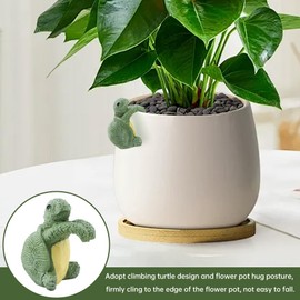 Realistic Turtle Statue – Flower Pot Hugger, Resin Hanging Ornament for Planters, Climbing Tortoise Design for Garden/Aquarium, Lifelike Charm for Home & Patio