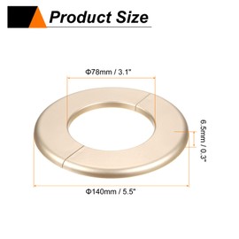 HARFINGTON 2pcs Wall Split Flange 78mm/3.1" Self-Adhesive Plumbing Cover Plates ABS Plastic Round Escutcheon Plate Buckle Design for Water Pipe Bathroom Kitchen Decoration, Gold Tone
