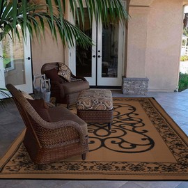 STRICKLANDHOME Outdoor Rug 5 x 8 ft, Reversible Plastic Straw Rug for Patio, Waterproof Large Outdoor Carpet for RV, Patio, Camping, Backyard, Deck, Picnic, Beach