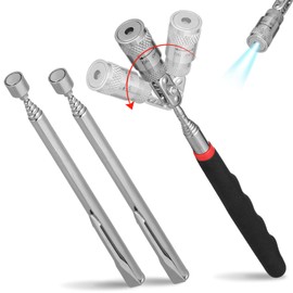 Leriton 3 Pcs 360° Swivel Telescoping Magnetic Pickup Tool Set with Extendable Neck up to 32'' 8 lb Magnet Pickup Stick with LED Light Gift for Men Handyman Husband Boyfriend Father Dad