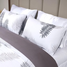 Imperial Rooms Duvet Cover Set 3 Piece Soft Brushed Microfiber Bed Covers Double Bed Printed Reversible Quilt Bedding Set + Matching Pillow Cases (Leaf, (200 x 200 Cm))