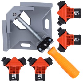 GOLD DEER 90° Corner Clamps for Woodworking，Adjustable Aluminum Alloy Wood Clamps for Framing, Welding, Cabinetry, Furniture Making，Non-Slip Rubberized Handle，Includes 4 Plastic Corner Clips