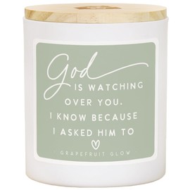 Simply Said, INC Grapefruit Glow Candle - God is Watching Over You, I Know Because I Asked Him to - Thinking of You Candle - Get Well Soon Candle - Soy Candles Grapefruit Scented CDL1095