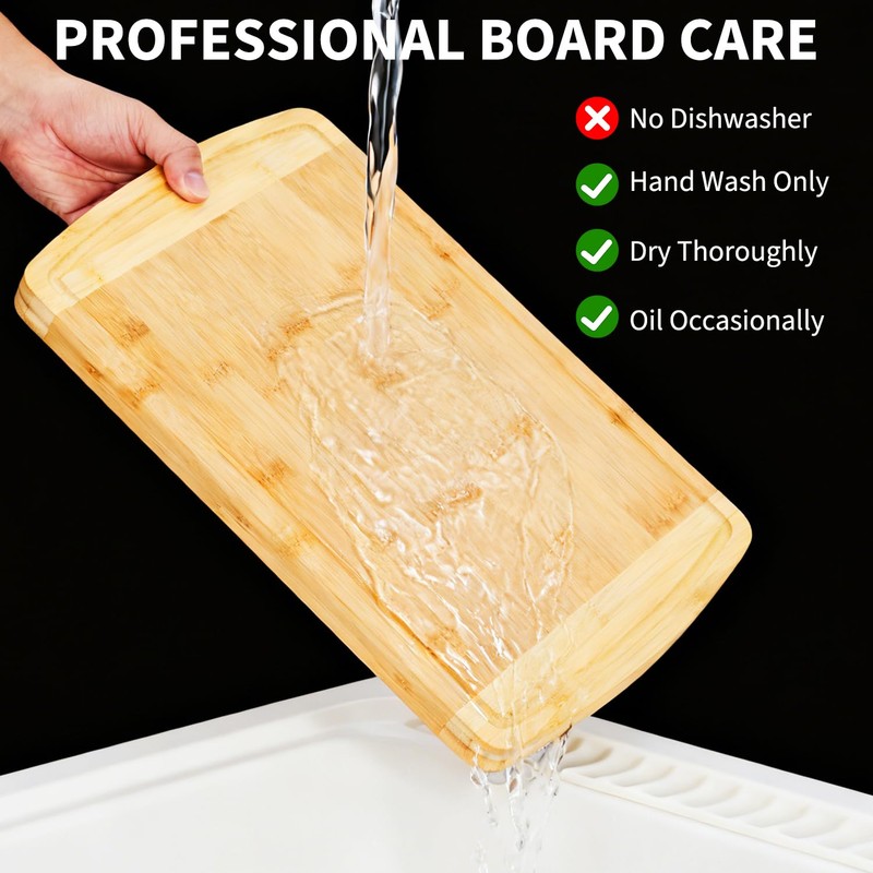 DYTesa Bamboo Cutting Board 16x10x1 inch with Juice Groove -