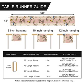 Seliem Spring Summer Birds Table Runner, Chickadee Bluebird Goldfinch Sparrow Robin Branches Kitchen Dining Table Decor, Seasonal Burlap Home Decoration Indoor Outdoor Party Supply 13 x 90 Inches