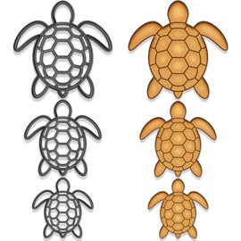 Ocean Turtle Cookie Cutter & Stamp Trio – 3 Sizes (4", 3", 2") – Beach-Themed Baking & Fondant Set (Random Color)