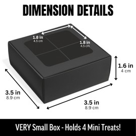 Modsy Baking Mini Truffle Boxes - Black | VERY SMALL for 4 Treats - Window and Dividers | 3.5 x 3.5 x 1.57 Inches | Pack of 25