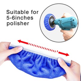 Fonaroll 5 to 6 Inch Car Polisher Pad Bonnet 10*Microfiber+