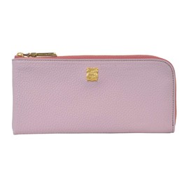efffy GV5-10 Women's Long Wallet, L-Shaped Zipper, Cowhide Leather, Made in Japan, lavender