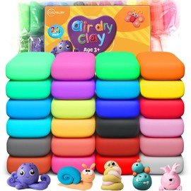 CALPALMY Air Dry Clay (8.5oz), Bulk 24-Pack Colors Moldable Foam Clay, Airdry Soft Clay for Kids Gifts Partty and School Project Supplies, Perfect for Crafts Cosplay Sculpting and Artistic Projects