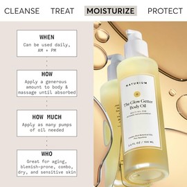 Naturium Aceite Corporal Glow Getter, Multiaceite Para Una Nutrición Intensa, Fórmula Hidratante Y Humectante, Vegano Y Libre De Crueldad Animal, 96 M