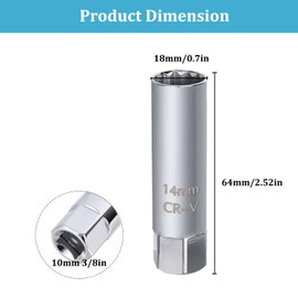 Youzzei 14mm Spark Plug Socket, 12 Point Thin Wall Spark Plug Socket, CR-V Steel 3/8 Inch Drive Megnic Removal Tool Built-in Spring Clips for Automobile Sparking Plug Wrench, Cars Motorcycle(14mm)