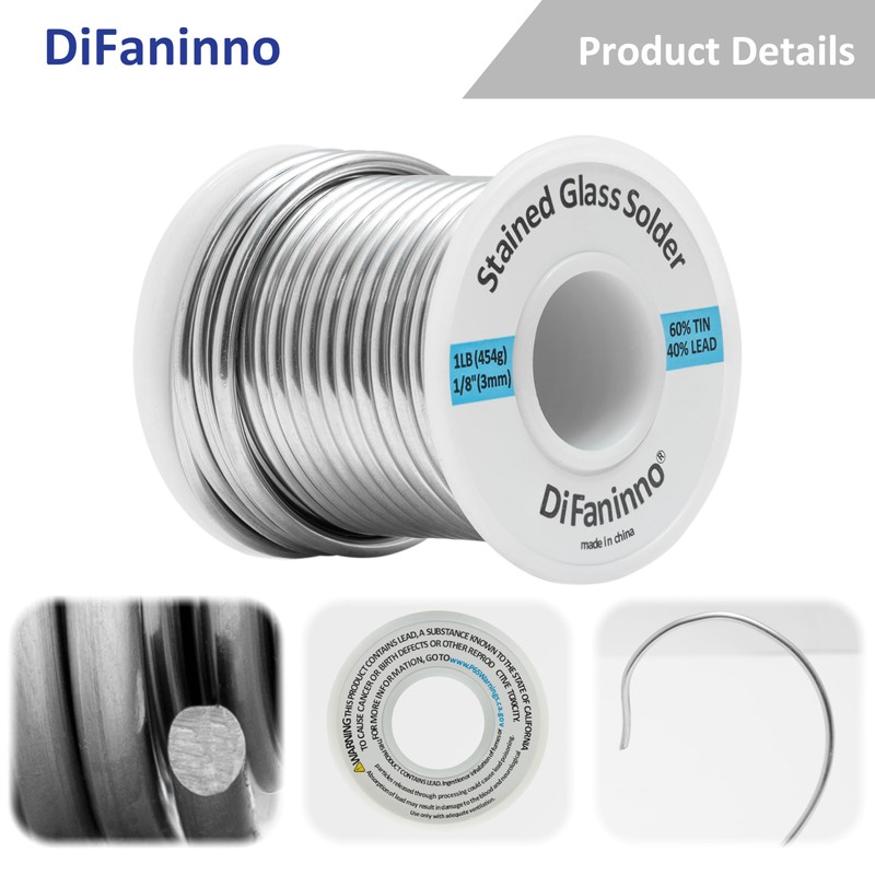 60/40 solder for stained glass 3mm (1/8") Dia. Net weight