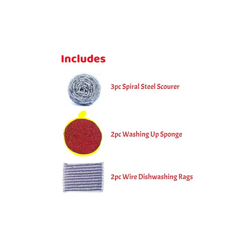 Lizzy 7pc Kitchen Sponge Scouring Pads | Reusable Cleaning Pads