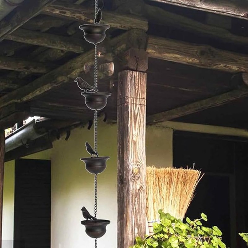 Gutter Rain Chains Rain Catcher Chain 7.8ft Mobile Birds On