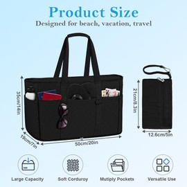 Aucuu Extra Large Beach Bag for Women, Beach Tote Bag with Wet and Dry Separation, Large Shoulder Bag with Small Bag, Waterproof Handbag with Zip for Beaches, Travel, Pool, Shopping, Holiday, Gym