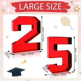 CroBlissful 13.7" Graduation Charcuterie Letters Fillable Large 25 Cardboard Numbers Box Number Shaped Tray Candy Container Box for School Grad Birthday Party Supplies(Red)