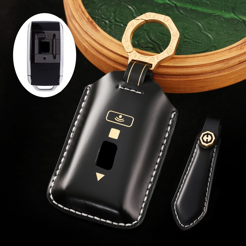 ontto Car Key Case Cowhide Leather Remote Control Cover Fits